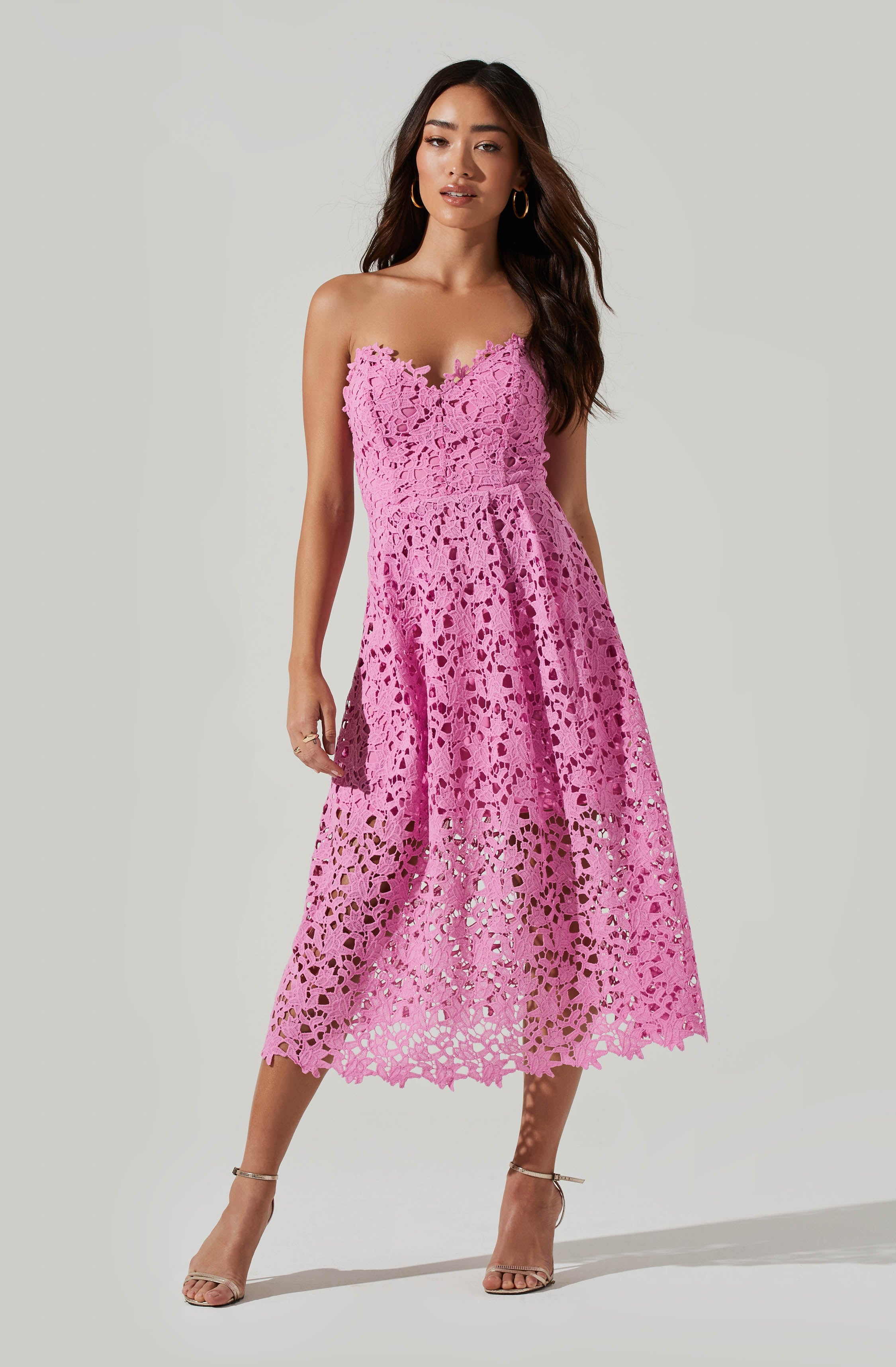 Anaya Strapless Lace Midi Dress – ASTR ...